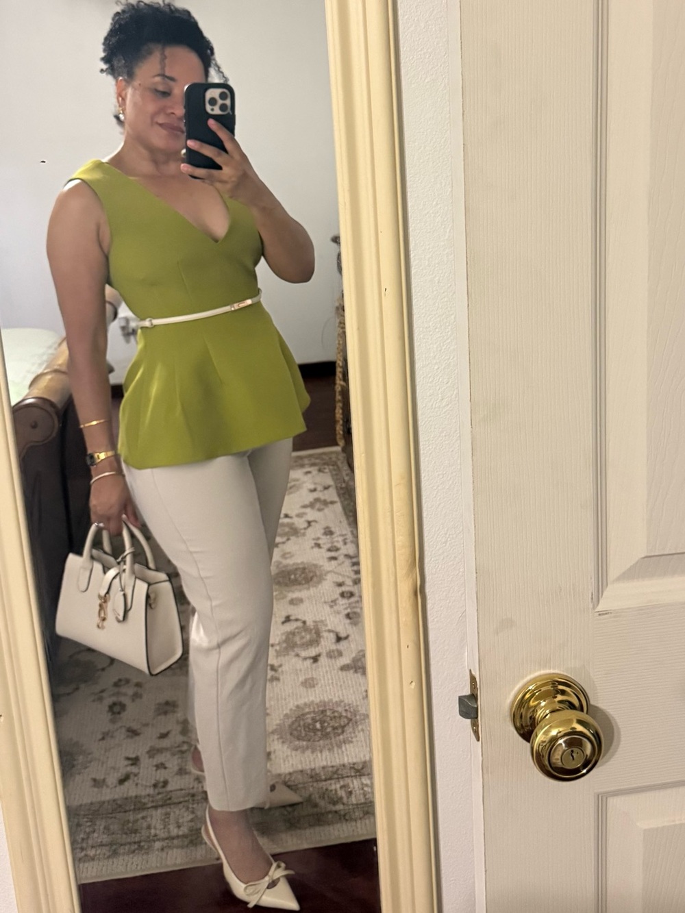 Zara ZW Collection Peplum Top – Olive Green – Size M